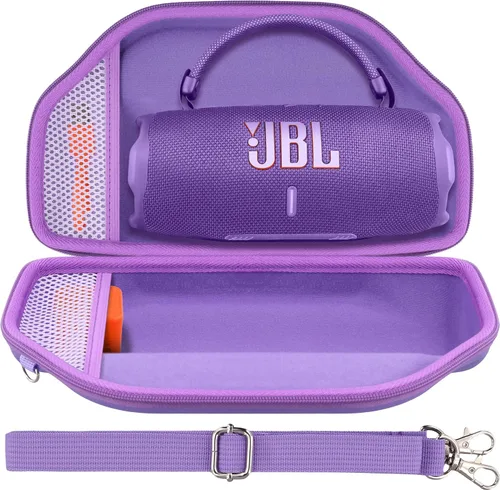 Vista 2 de Funda rígida morada+cubierta de silicona púrpura para altavoz JBL Charge 6 Bluetooth