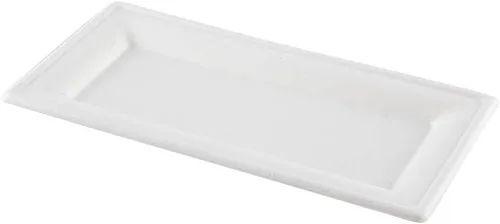 Vista 2 de Restaurantware Pulp Tek Platos rectangulares de bagazo 100 platos de ensalada impermeables a la grasa, tapas se venden por separado, platos de Blanco