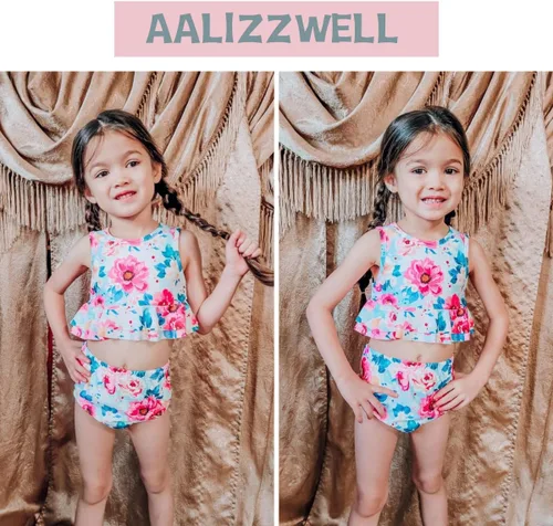 Vista 2 de Aalizzwell Traje de baño de dos piezas para bebé, traje de baño de dos piezas, ropa de playa