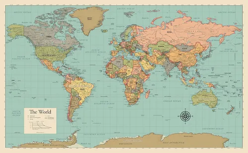 Vista 12 de Póster laminado de mapa del mundo, gráfico de pared, mapa de la Tierra, 18 x 29 pulgadas (negro)