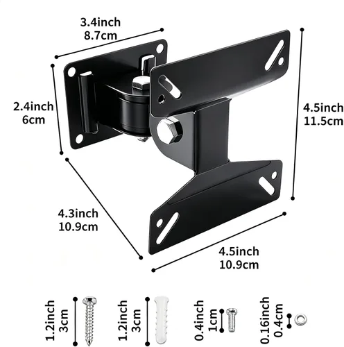 Vista 2 de Soporte de pared para monitor de TV con articulación giratoria para la mayoría de televisores de pantallas planas LED LCD de 14 a 24 pulgadas, VESA