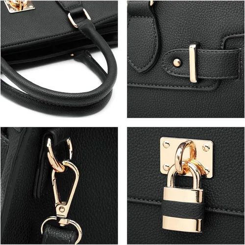 Vista 6 de Bolso de mano y bolsos para mujer con asa superior de avestruz bolsa de trabajo con cartera