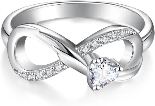 Vista 2 de STARCHENIE Infinity Promise - Anillo de plata de ley 925 con alas de ángel para mujer talla 5-10 Plata de ley 925 metal