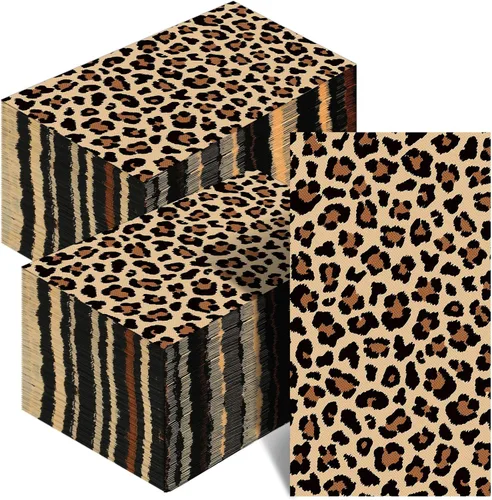Vista 8 de Zonon - Servilletas desechables con estampado de leopardo, color marrón oscuro, 100