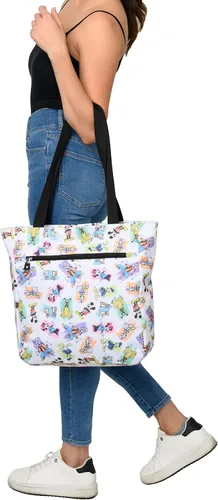 Vista 5 de Disney Bolsa de viaje con cremallera de Mickey Minnie Donald Daisy Goofy Plutón Print Blanco
