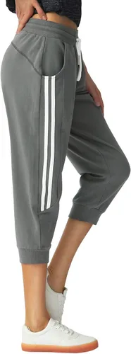 Vista 3 de SPECIALMAGIC Pantalones deportivos capri para mujer, pantalones capri casuales con bolsillos