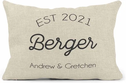 Vista 10 de Girls Love A Monogram Almohadas de boda para parejas, almohada personalizada única con nombres, regalo de inauguración de la casa (diseño 1)
