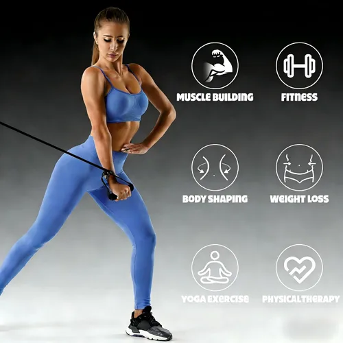 Vista 5 de 20 bandas de resistencia con asas para entrenamientos en casa, juego de bandas de ejercicio universales para terapia física y rehabilitación