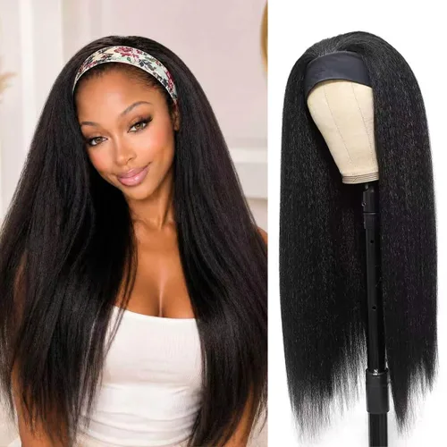 Vista 18 de Peluca con Diadema de Cabello Virgen Rubio Degradado con Ondas Profundas, Pelucas de Cabello Virgen de 8 Pulgadas, Sin Encaje Frontal para Mujeres