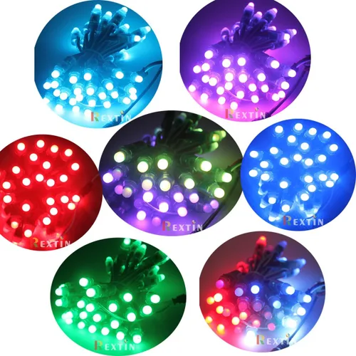 Vista 6 de WS2811 Pixeles Digital direccionable Luces LED en tira, impermeables, RGB a todo color, 12 mm, DC 5V (DC5V 50 piezas)