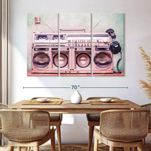 Vista 205 de Elephant Stock BW - Reproductor de discos de vinilo para pared, lienzo horizontal, decoración de pared de sala de estar de 3 piezas, impresión