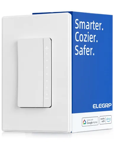 Vista 11 de ELEGRP Atenuador de luz inteligente DPR30, interruptor de atenuación WiFi de 2,4 GHz compatible con Alexa y Google Assistant, de un solo polo/3