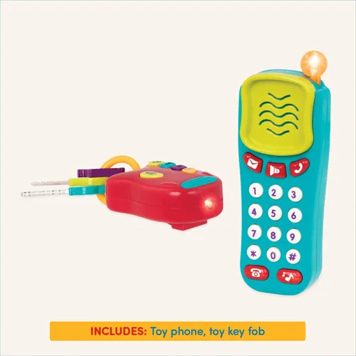 Vista 5 de Battat – Juguetes sensoriales – Teléfono de imitación y llavero – Juguete luminoso para niños pequeños – Llaves de coche de juguete – 10+ meses+