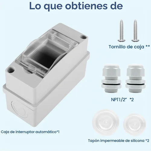 Vista 7 de Caja de Protección de Distribución Impermeable, Caja Eléctrica de Disyuntores de Plástico ABS y Cubierta Transparente IP65, para Disyuntor de Pared