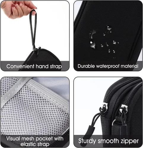Vista 4 de Bolsa organizadora electrónica de viaje, 3 compartimentos, accesorios electrónicos portátiles para teléfono, estuche multifuncional para cable