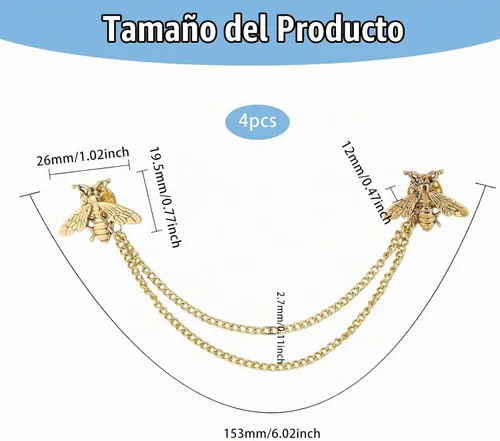 Vista 2 de CHGCRAFT Broches y alfileres de cadena de abejas para mujer, broche de seguridad para decoración de ropa, joyería