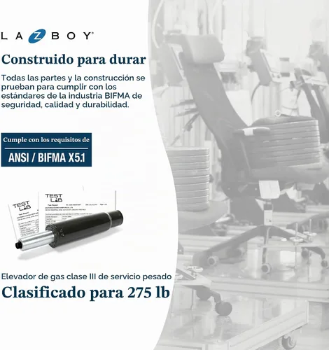 Vista 13 de La-Z-Boy Sutherland CHR10048A - Silla giratoria ergonómica de piel Negro