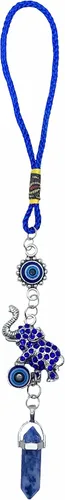 Vista 6 de LUCKBOOSTIUM Llavero de elefante de ojo turco y mandala con piedra preciosa de amatista, llavero decorativo contra el mal de ojo para bendición