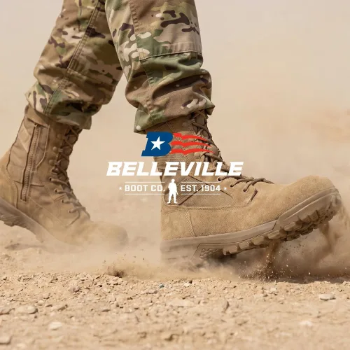 Vista 8 de Belleville Botas tácticas militares con punta compuesta para hombres, cuero Coyote