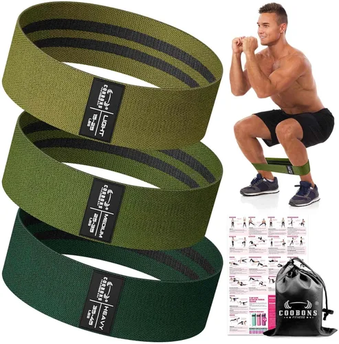 Vista 12 de Bandas de resistencia de tela para entrenar - Bandas de ejercicio para mujeres y hombres, bandas de trasero para piernas y glúteos, yoga, pilates
