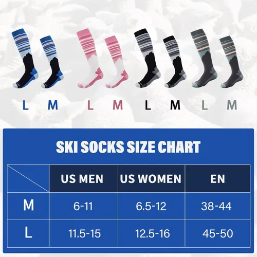 Vista 6 de RIOROO Calcetines de esquí de lana merino, paquete de 23 pares de calcetines de esquí y snowboard para hombres, mujeres y jóvenes, calcetines