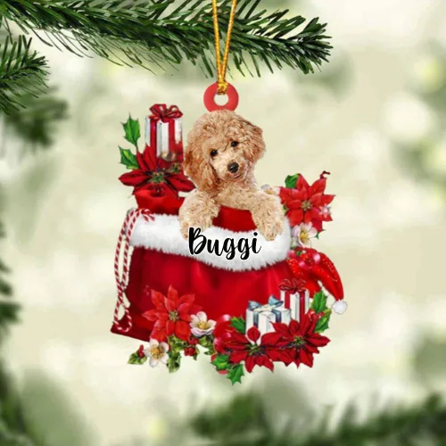 Vista 89 de Perro Akita Inu personalizado en bolsa de regalo, adorno de Navidad, nombre personalizado, regalo para amantes de los perros, familia, Navidad