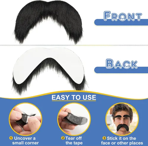 Vista 3 de EWOID Bigote y cejas falsas, barba falsa, disfraz novedoso para disfraz de cosplay y fiesta de festivales