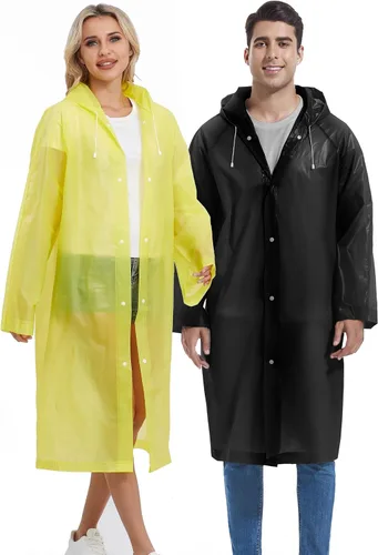 Vista 135 de 2 abrigos de lluvia de Borogo para adultos, chaquetas de lluvia reutilizables para hombres y mujeres