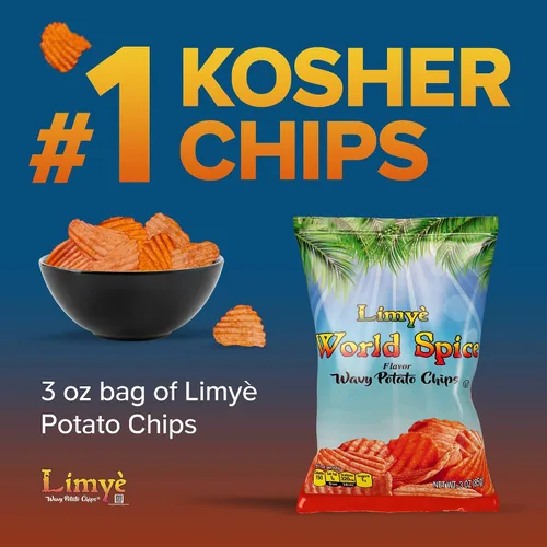 Vista 4 de Limyé Papas fritas, sabor a especias mundiales, certificado Kosher, sin alérgenos, sin OMG, sin gluten, papas fritas veganas, 3 onzas (4P)
