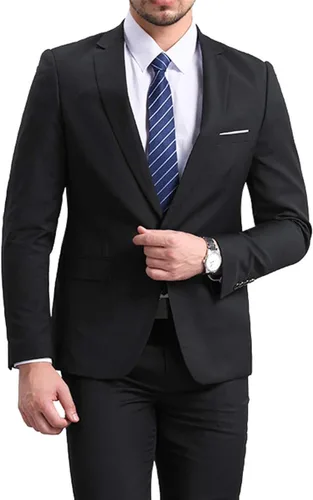Vista 6 de YffushiBlazer para hombre, saco elegante para hombre, talla ajustada, de un botón, casualfiesta