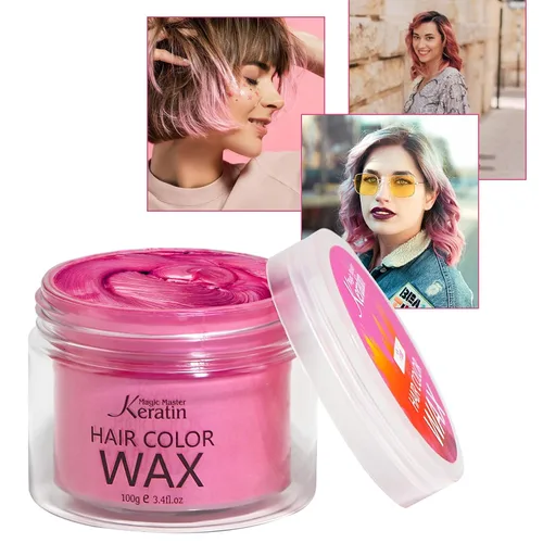Vista 2 de Tinte temporal para el cabello rosa, cera de pintura de queratina Magic Master, 3.4 onzas líquidas, color de arcilla temporal lavable natural