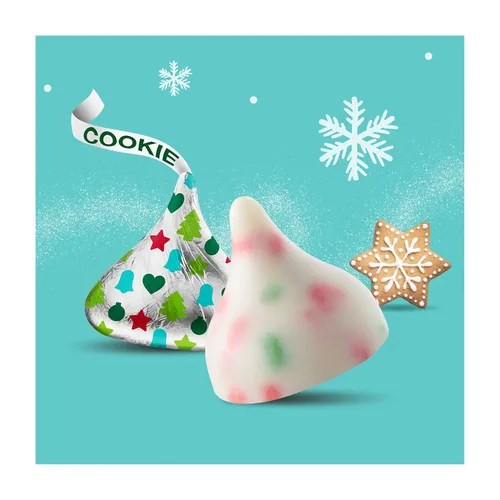 Vista 4 de HERSHEY'S KISSES - Bolsa para dulces de Navidad, sabor a galleta de azúcar, 9 onzas