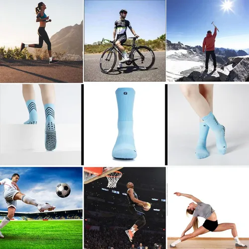Vista 6 de Calcetines deportivos antideslizantes para hombres y mujeres, calcetines de fútbol con agarre, calcetines de entrenamiento deportivo, fútbol, yoga