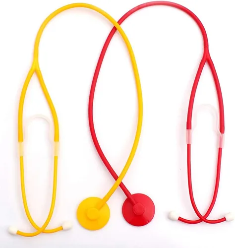 Vista 5 de Estetoscopio de juguete médico ligero portátil DIY juego médico para fiesta, escuela, niños, escenario de actuación (color al azar)