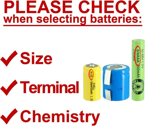 Vista 7 de Exell Battery Paquete de 5 baterías recargables AA NiMH de 1.2 V 2/3 400 mAh AA NiMH compatibles con registradores de datos industriales