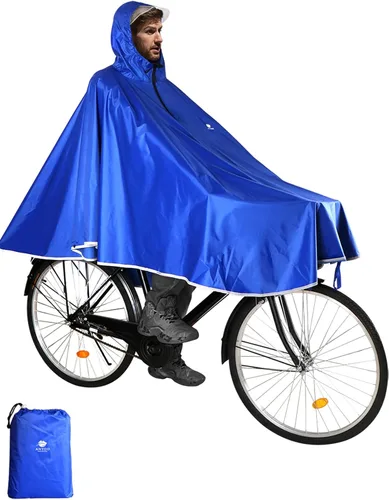 Vista 10 de ANYOO Poncho de lluvia impermeable para bicicleta, capas de lluvia, ligeras, compactas, reutilizables, para adultos Negro
