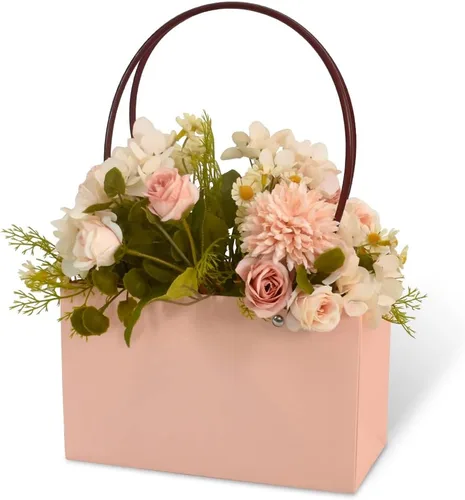 Vista 8 de BEISHIDA Bolsas de regalo de múltiples flores para ramos, 4 cajas rectangulares para ramo de flores con asa para embalaje de ramos, envoltura