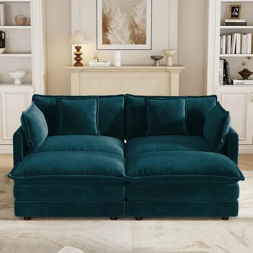 Vista 15 de Sofá modular de felpilla de 111.4 pulgadas, moderno juego de sofá de 3 asientos con asiento profundo, cómodo sofá nube con cojín de espuma doble