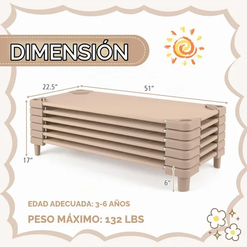 Vista 7 de Costzon Cunas apilables para guardería infantil preescolar (6 paquetes)