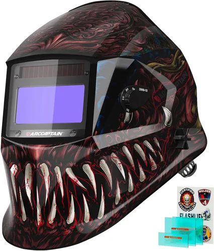 Vista 17 de ARCCAPTAIN - Casco de soldadura de oscurecimiento automático, capucha de soldadura de color real 1/1/1/1, sensor de arco 4, tiempo de respuesta