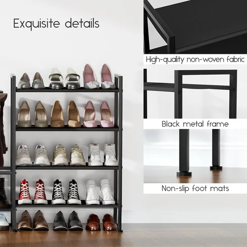 Vista 7 de Homsorout Zapatero organizador y almacenamiento – Zapatero de metal de 4 niveles con almacenamiento para botas y lateral cualquier combinación