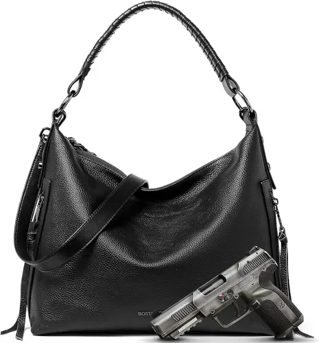 Vista 2 de BOSTANTEN Bolsos de cuero para mujeres ocultos llevar señoras grandes diseñador Hobo bolsas paquete con mujeres cartera de cuero RFID bloqueo