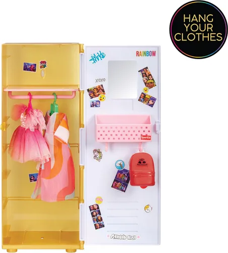 Vista 3 de Rainbow High Design & Style Locker Playset con estantes, perchas, accesorios y calcomanías, regalo de juguete para niños de 4 a 12 años en adelante