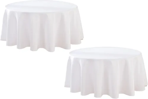 Vista 29 de Paquete de 2 Manteles Redondos de 120 Pulgadas de Carbón, Mantel de Poliéster Lavable para Uso en el Hogar, Fiestas, Bodas o Restaurantes. Gris