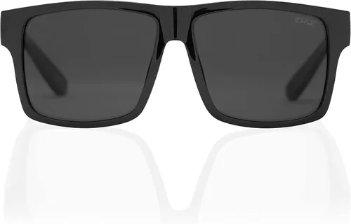 Vista 3 de TOROE Lentes de sol polarizados TR90 de color negro brillante clásico original con lente de policarbonato hidrofóbico con revestimiento AR verde