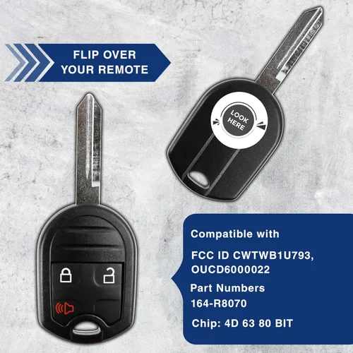 Vista 5 de KeylessOption Repuesto de control remoto abre puertas y llave de arranque sin cortar para CWTWB1U793