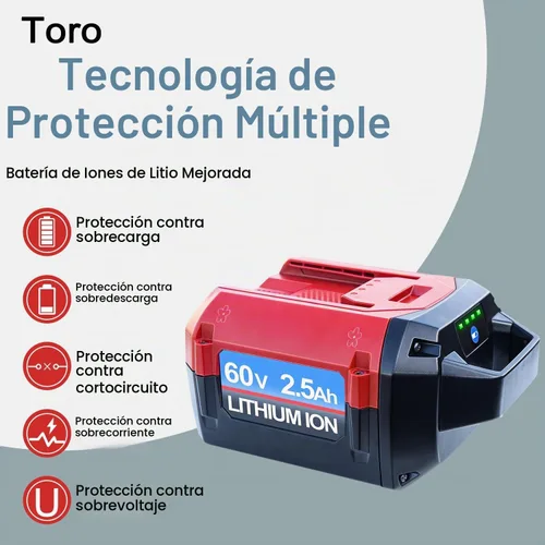 Vista 3 de DTK Reemplazo de 2500 mAh para batería Toro de 60 V compatible con herramientas eléctricas inalámbricas