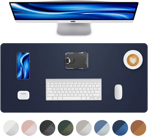 Vista 62 de Tapete protector para escritorio y mouse, antideslizante, de piel sintética, tapete impermeable de escritura para laptop, para oficina y hogar