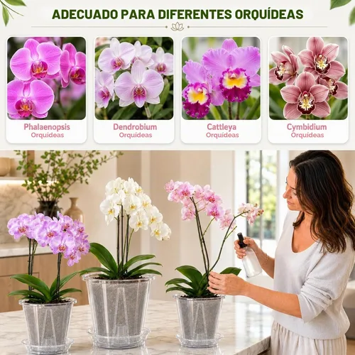 Vista 12 de Paquete de 12 macetas de plástico transparente para orquídeas con 4 pulgadas + 5 pulgadas + 6 pulgadas
