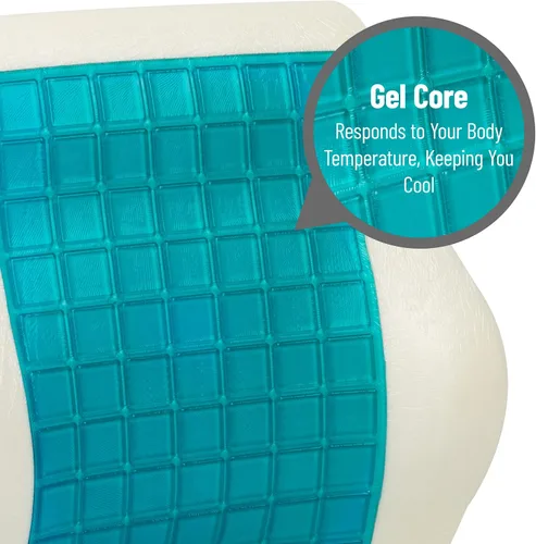 Vista 4 de Mind Reader Cojín de apoyo lumbar para silla de oficina y asiento de automóvil, espuma viscoelástica y núcleo de gel refrescante, tecnología